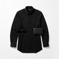 Luxen Long Sleeve Tee in black, premium cotton, flat lay on white background